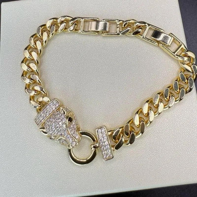 Gold plated panther bracelet 7.5 inches