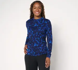 Carla Rockmore Collection Printed Long Sleeve Crew Neck Top
