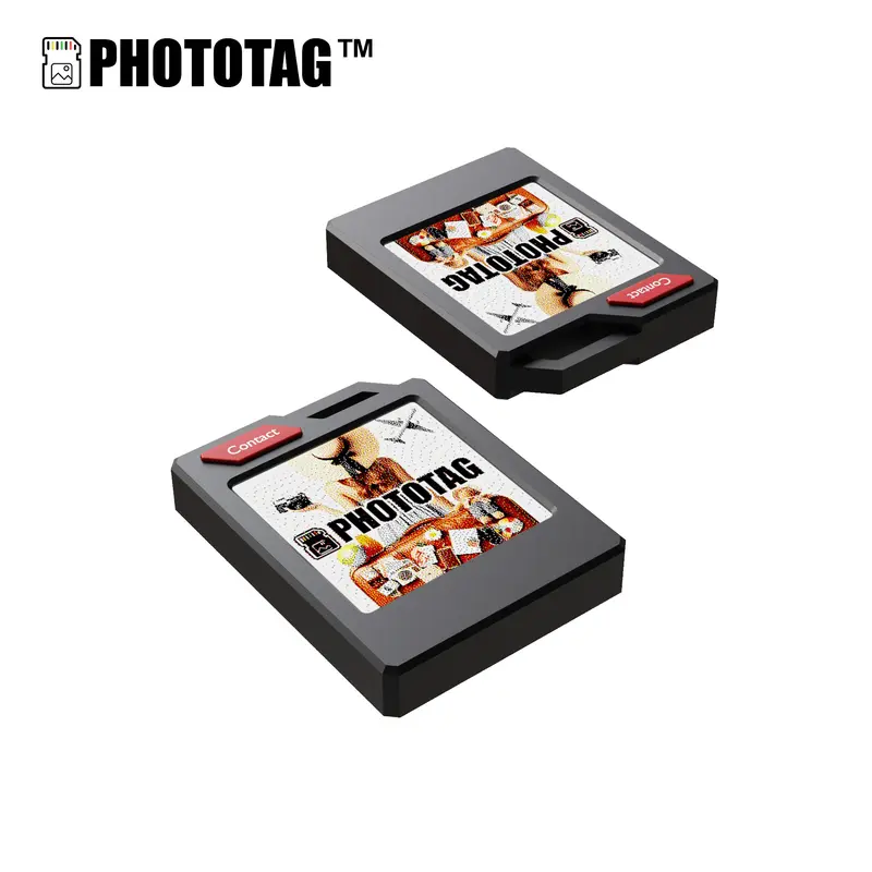 2-Pack Customizable E-Ink Screen PhotoTag Tracker for Personal Belongings, Keys, Wallets - FindMy Compatible, iOS Supported, Photo & Emoji Display, 10-Month Max Battery Life, Replaceable Batteries, IP65 Waterproof, Customizable E-Ink Tracker