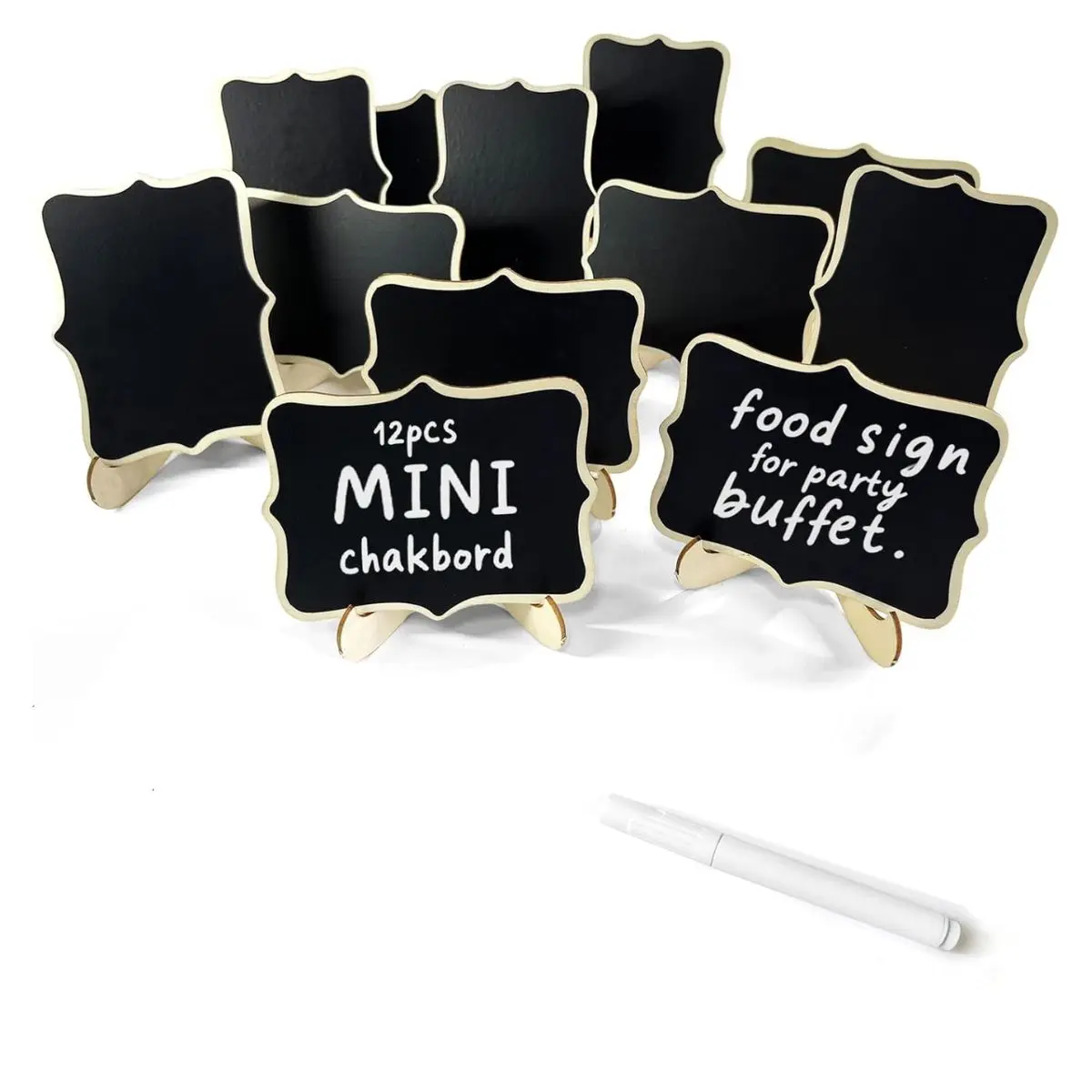 12PCS Mini Chalkboard Signs with Stand – Food Labels for Buffet, Wedding, Party & Catering Display
