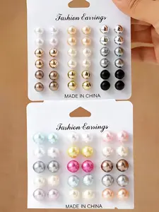66 Pairs Fashion Stud Earrings Set, Minimalist Elegant Colorful Faux Pearl Earrings, Versatile Daily Vacation Party Jewelry Gifts for Women