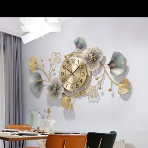 33-Inch Modern Decorative Wall Clock – Ginkgo Leaf Design, Silent Non-Ticking Clock for Living Room & Bedroom