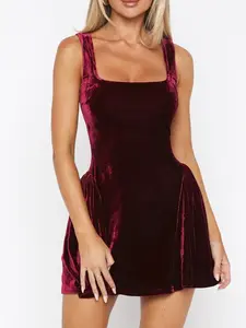 Velvet Sexy Backless Drawstring Mini Dress Women Occasion Celebrity Night Out Wear Club Birthday Party Dress