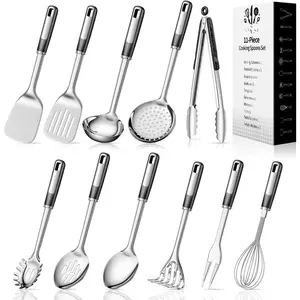 11- Stainless Steel Kitchen Utensil Set -  Thickened Cooking Utensils Set,  Kitchen Tools Set for Cooking, Dishwasher Safe Kitchen Tool Set