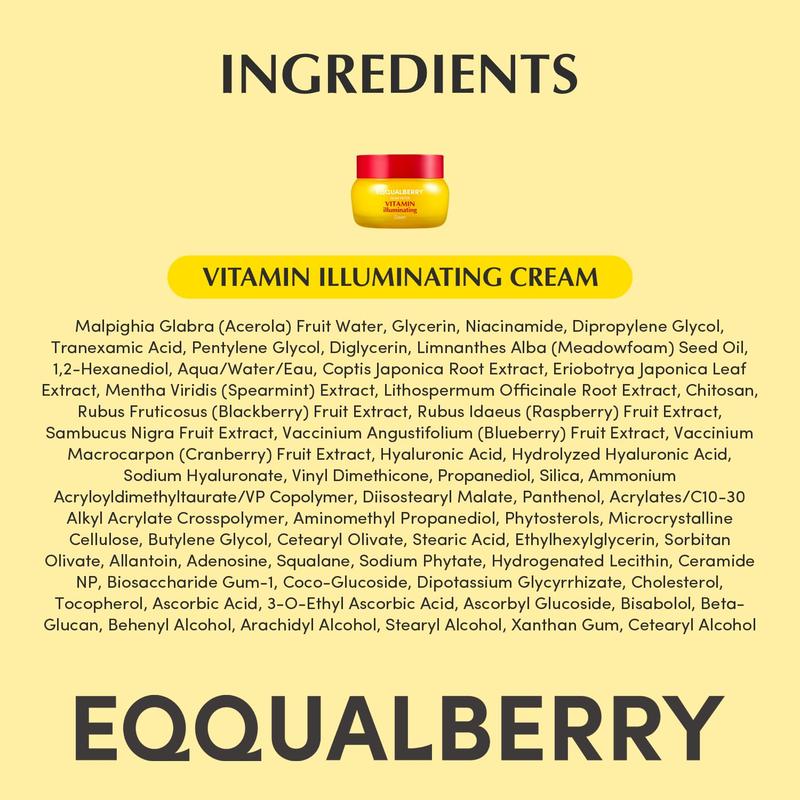 EQQUALBERRY Vitamin Illuminating Cream – Vitamin C & 5% Niacinamide + 3% TXA | Dark spots Cream | Ceramide Barrier Strength | Glowy, Lightweight Hydration (1.69 fl.oz / 50ml)