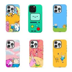 Adorable Adventure Time character collage design, fan art, durable phone case, compatible with iPhone 17-11 Pro Max/Plus and Samsung Galaxy S23-25, Cartoon Channel fan exclusive, durable protective case.