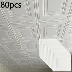 80pcs Self-Adhesive Wallpaper, Bedroom Living Room Wall Stickers, Ceiling Roof Decals, TV Background Wall Decor, Office Dorm Hallway