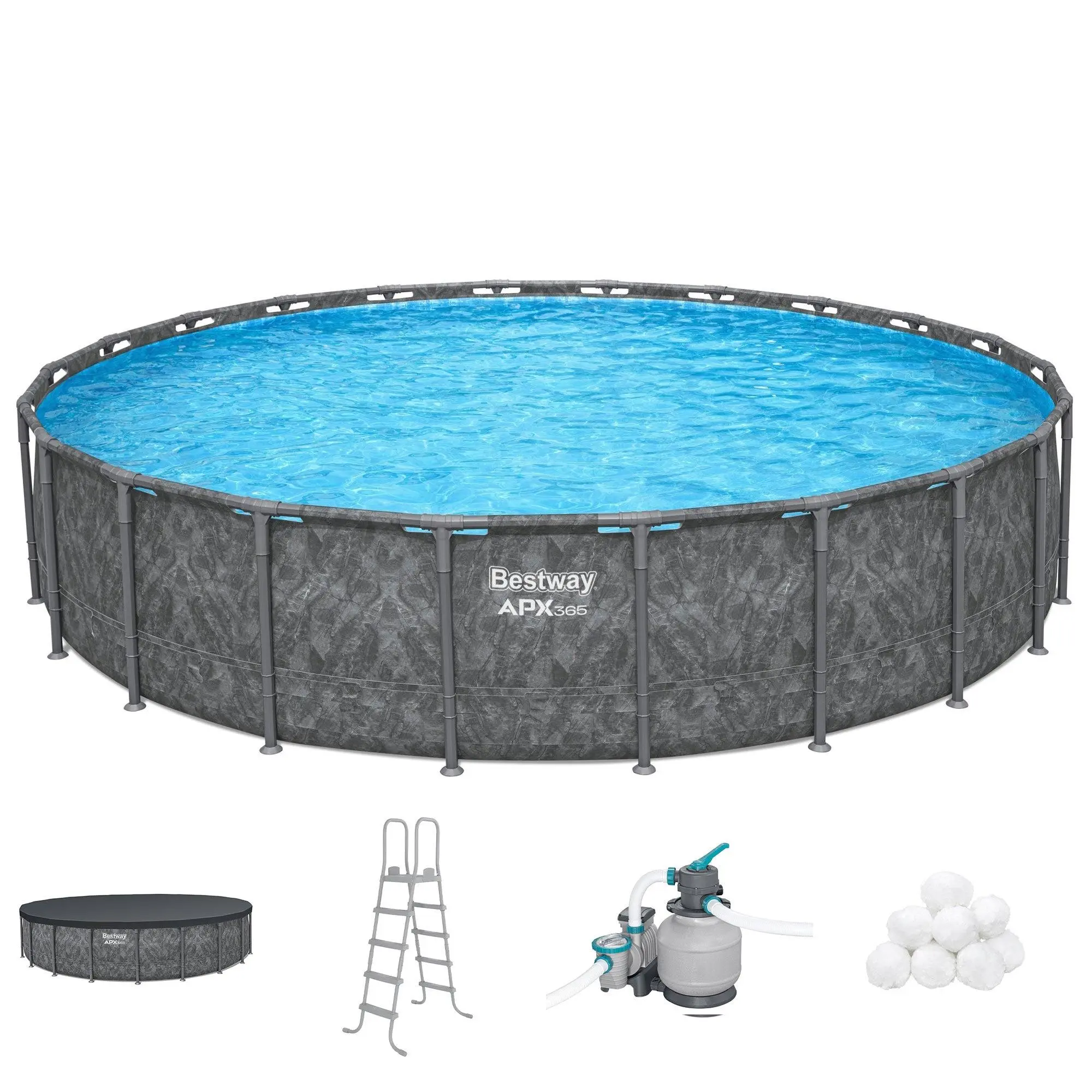 Bestway APX 365 22'x52" Round Above Ground Swimming Pool Set with Pump & Ladder Bestway APX 365 22'x52" Round Above Ground Swimming Pool Set with Pump & Ladder