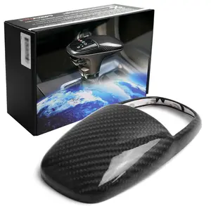iJDMTOY Gloss Black Real Carbon Fiber Shift Knob Top Cover Shell For Dodge 2015-2023 Challenger or Charger Automatic Transmission