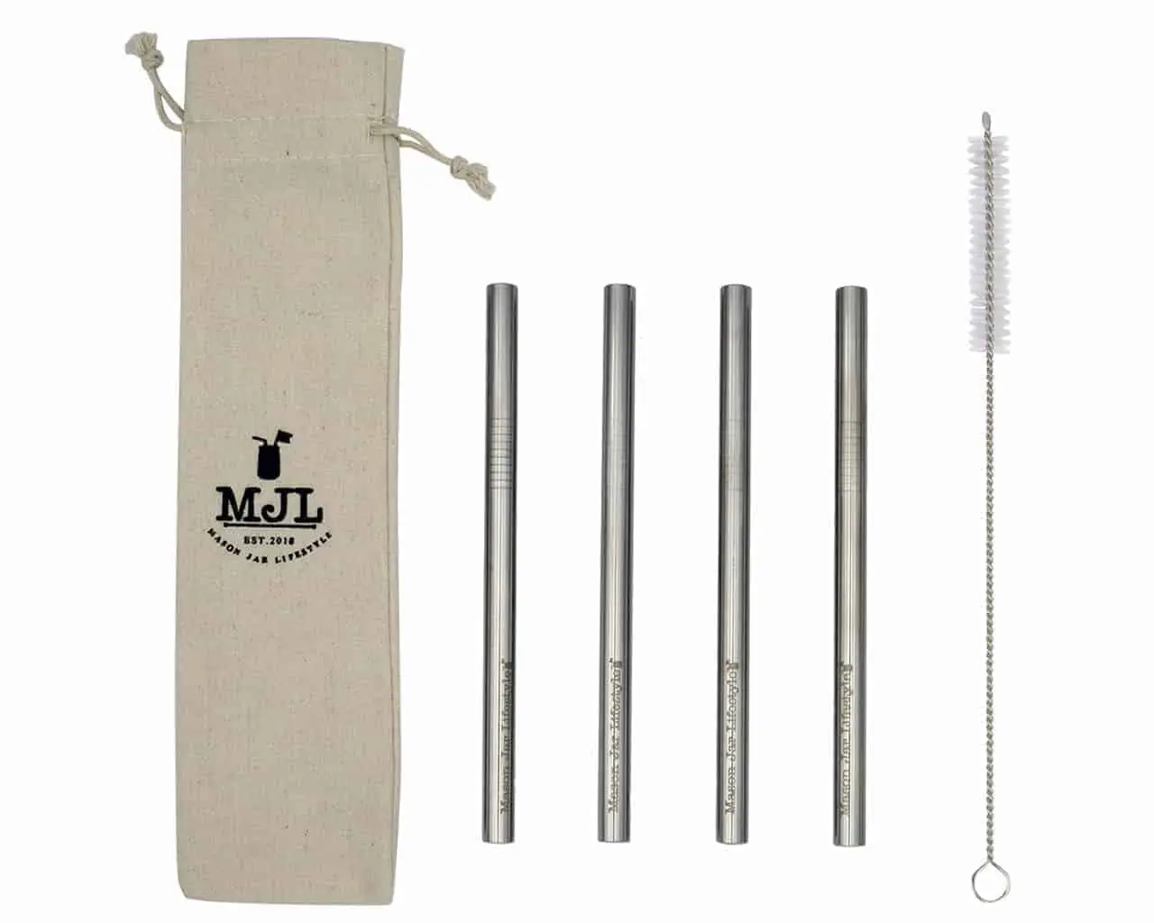 Medium 7 ¼" Stainless Steel Smoothie Straws for Pint Mason Jars