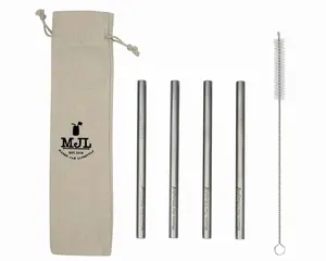 Medium 7 1/4" Stainless Steel Smoothie Straws for Pint Mason Jars