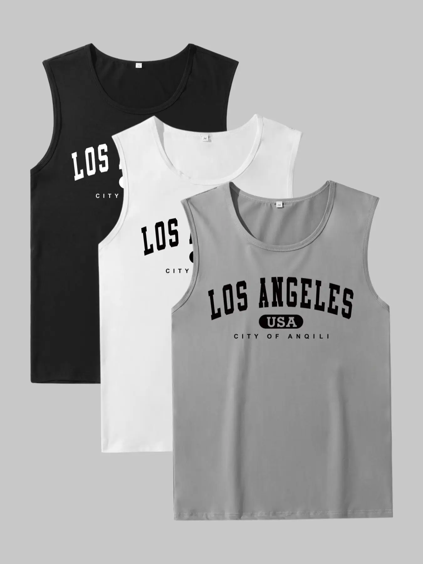 Men's Letter Print Tank Top, Casual Sleeveless Round Neck Top for Summer, Summer Tops, Summer Clothes Sleepwear for Men, Comfy Loungewear for Daily We