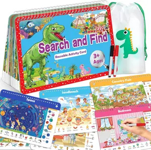 Search and Find Book for Kids Ages 4-6, Reusable Activity Mats with 2 Dry Erase Markers - Educational Toys for 3+ Year Old