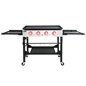 Royal Gourmet 36'' Propane Gas Griddle with Top Cover Lid, 4-Burner BBQ Grill with Foldable Shelves and Legs for Camping flattop grilling
