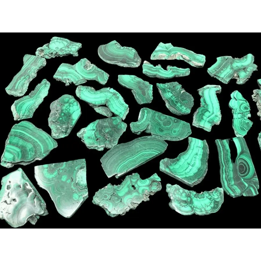 Natural Malachite Slices, Polished Malachite Slabs 10-20g Natural Malachite Slices, Polished Malachite Slabs 10-20g