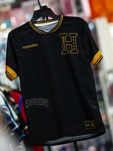 Camiseta Honduras Negro y Gold H - Unisex Sport Shirt