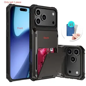 Wallet 5-Card Slot Credit Case For iPhone 17 Air 16 15 14 13 12 11 Plus Pro Max Flip Protective Shockproof Card Holder Cover