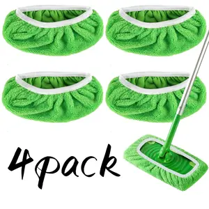 4 pcs Microfiber Mop Pads Wet Mopping Cloths Washable Wet Pads for Mopping Floors Reusable Dry Sweeping Cloths for Surface/Hardwood Floor Cleaning
