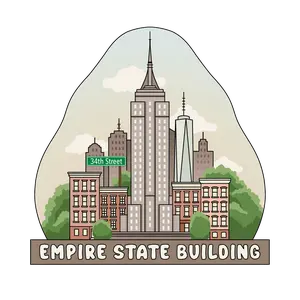 Empire State Building 3D Wooden Souvenir Magnet NYC Landmark Printed Design High-Quality Wood Fridge Decor Gift