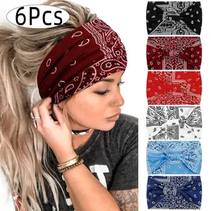 Women's Wide Sport Headbands Pack of 6, Ideal for Basketball American Football Rugby Quick Ball Sports, Oversized Boho Style Yoga Fitness Headband