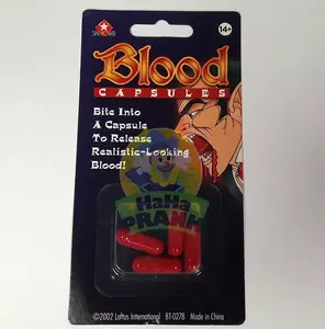 Blood Capsules (4 capsules) - Fake Blood Pill Vampire Horror Trick for Halloween