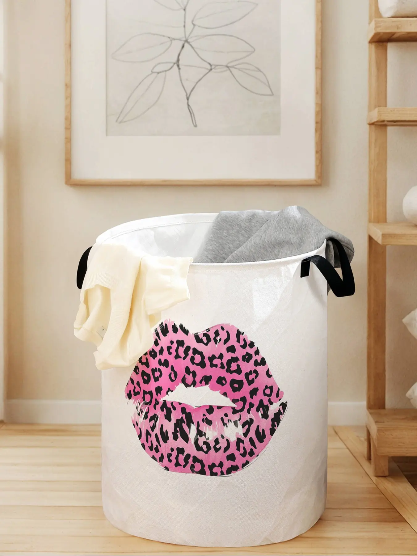 Creative Lip Print Laundry Basket with Handle, Durable Foldable Storage Bin, Large Capacity Clothes Organizer, Toy Box for Home Use, Laundry Hamper, Collapsible Laundry Hamper