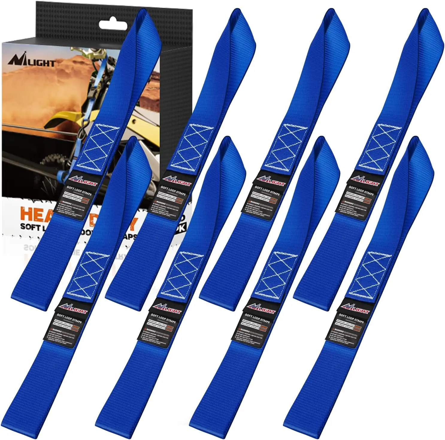 Nilight Heavy Duty Motorcycle Tie Down Straps, 4000lbs Easy-to-Use, 12000lb Max Break Strength, 1.7in×17in Paint-Safe Soft Loops, High-Strength Polyester Cargo Trailer Straps with Diamond Stitching for Securing Dirtbike, Kayak, Moving Equipment