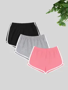 Women's Solid Color Fitted Athletic Activewear Shorts, Casual Comfy Breathable Shorts for Daily Wear, Ladies Bottoms for Summer