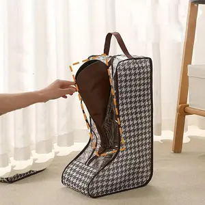 1pc Quilted Visible Shoe Bag, Long Boot Short Boot Storage Bag, Portable Dustproof Waterproof Travel Shoe Pouch, Closet Organizer