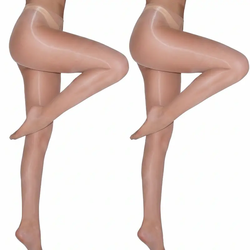 Laseta Oily Effect Shiny Pantyhose for Women 2-Pack, Reflective Sheer Tights with High Waist Control Top, Comfortable Elastic Fit for Parties & Everyday Wear Casual Black Womenswear Blouse Dressy, Golden, Spandex, Cocktail, Evening Compression Customized