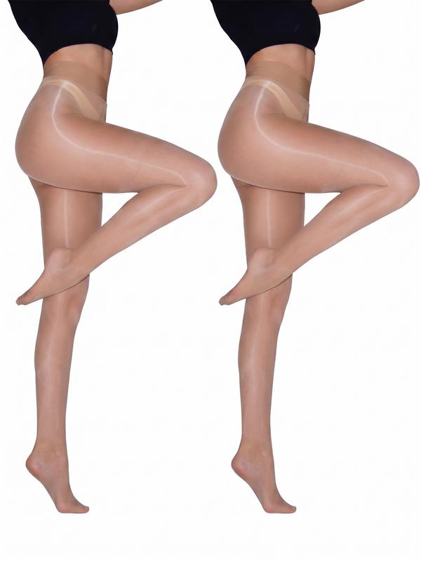 Laseta Oily Effect Shiny Pantyhose for Women 2-Pack, Reflective Sheer Tights with High Waist Control Top, Comfortable Elastic Fit for Parties & Everyday Wear Casual Black Womenswear Blouse Dressy, Golden, Spandex, Cocktail, Evening Compression Customized