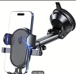 Car Phone Holder with Strong Suction Adjustable Universal Phone Mount ABS Material Non-water Resistant Black