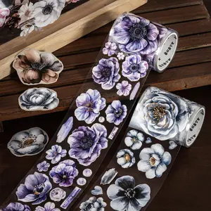 European Floral Pattern Pet Tape Roll, Handmade DIY Decoration Scrapbook Decorative Sticker Tape, Versatile and Durable, Perfect for Album and Craft Projects, Easy To Apply Sticker, DIY Scrapbooking Sticker, Graphic Decal, Scrapbook Materials
