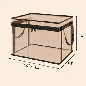 Clear PVC Toy Storage Bag with Handle, Dustproof Stuffed Animal and Doll Organizer Bin with Lid for Kids Room, Playroom, Nursery, Living Room, Blocks, Snacks and Clothes