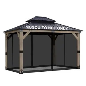 Aoodor 10' x 13' Gazebo Universal Mosquito Netting Screen Replacement, 4-Panel Screen Walls with Double Zippers for Outdoor Patio