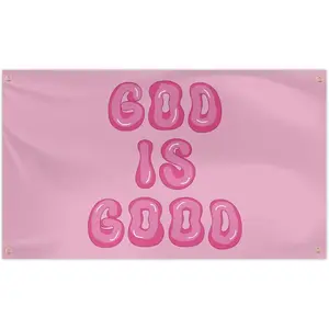 God is Good Flag 3x5 Feet Pink Preppy Christian Wall Decor,Funny Flag Man Cave Wall for Room Teen Girls Indoor Outdoor Bedroom and College Dorm Wall Decor Bannerchic design  room bedroom