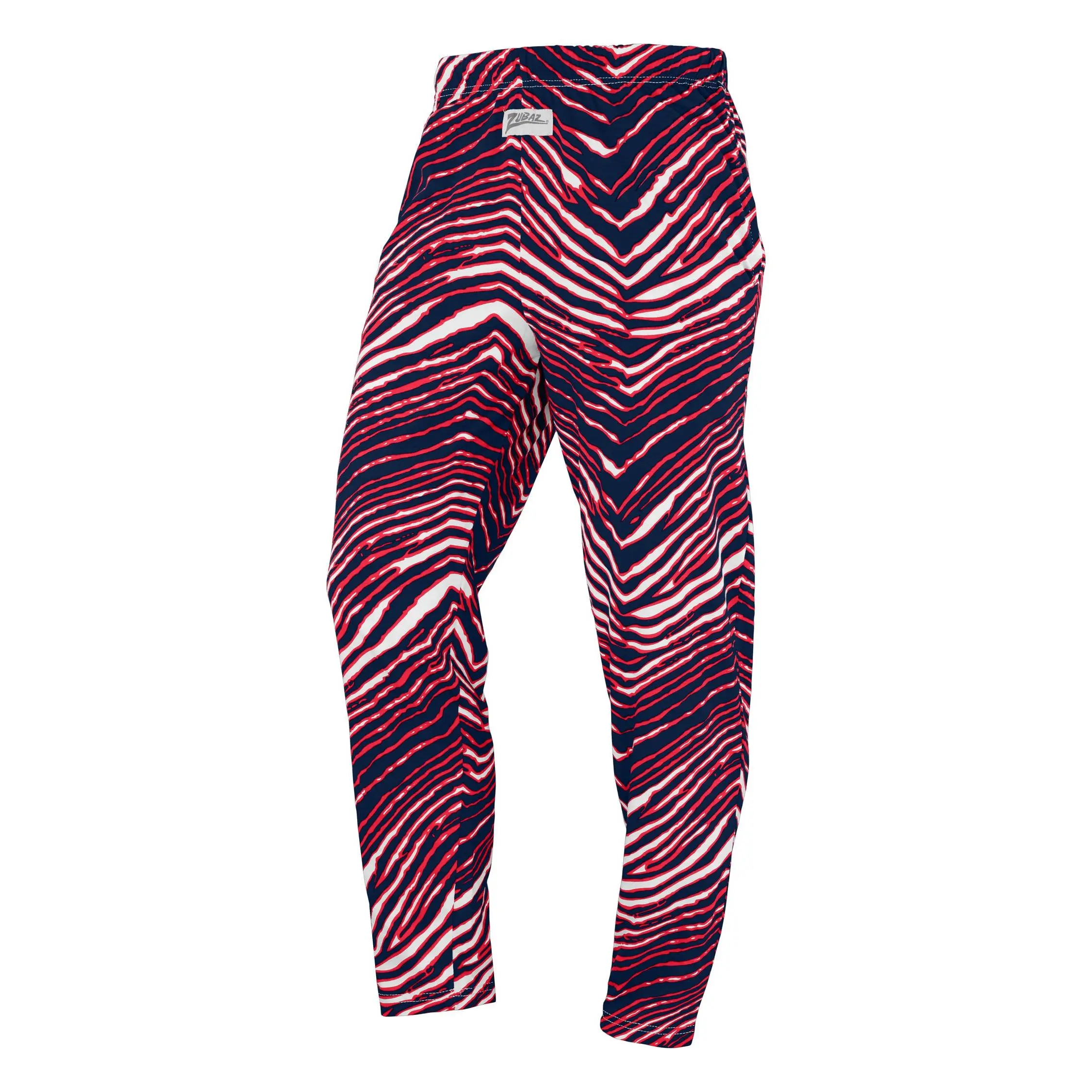 Zubaz Adult Unisex Z88 3 Color Zebra Pant, NAVY/RED