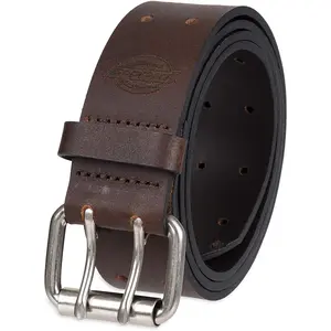 Dickies Men's 38MM Wide Two Prong Casual Leather Belt Brown