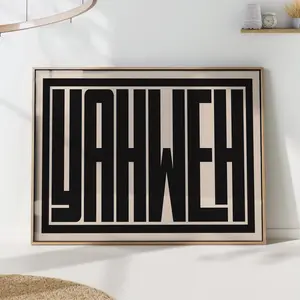 YAHWEH Christian Typography Print – Modern Minimalist Faith Wall Art – Church Home Decor.