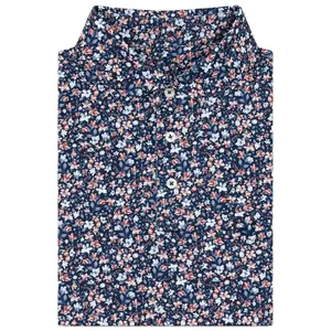 The All American Floral Polo - Men's Short Sleeve Performance Polo - Fleet Navy, Golf Polo Shirt, Polo Golf 3D, Style 3D Golf, Gift For Men