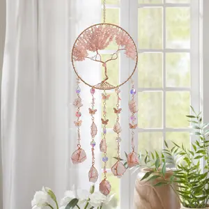 Crystal Sun Catcher, Handmade Life Tree Dream Catcher, Hanging Decoration for Home Living Room Courtyard Window, Birthday Gift, Ornaments