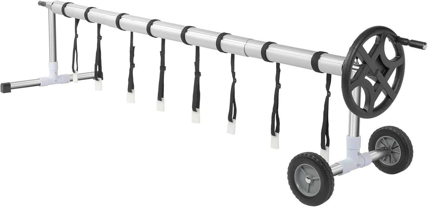 VINGLI 18 Feet Solar Cover Reel Set for Inground Swimming Pool - Aluminum Blanket Reel (18ft)