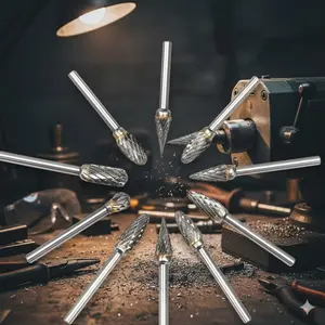 Professional Electric Rotary Tool Kit with 3.26mm Carbide Bits: 10-Piece Durable Rotary File Set for Woodworking, Metal Polishing, Engraving & Drilling. Ideal for Mechanical Repair, Model Making, Furniture Finishing & DIY Projects.