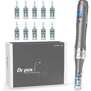 Dr.pen M8 Microneedling Pen Wireless Professional Micro Needling Pen Skin Care Tool Kit for Face and Body Auto Microneedling Device Set for Face 6 Speeds with 10 Nano Round Cartridges (UK Plug)