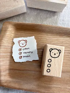 Bear's Checklist Wooden Stamp
