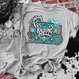 Raising Hell Shirt - Bleached Shirt - Gildan