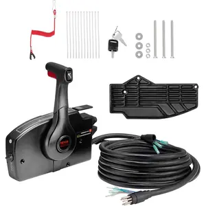 VEVOR Boat Throttle Control, 881170A15 Side-Mounted Outboard Remote Control Box, Features Power Trim Switch, 16.3 ft Harness 8+4 Pin, and Lanyard, Marine Throttle Control Box for Mercury PT 2-Stroke