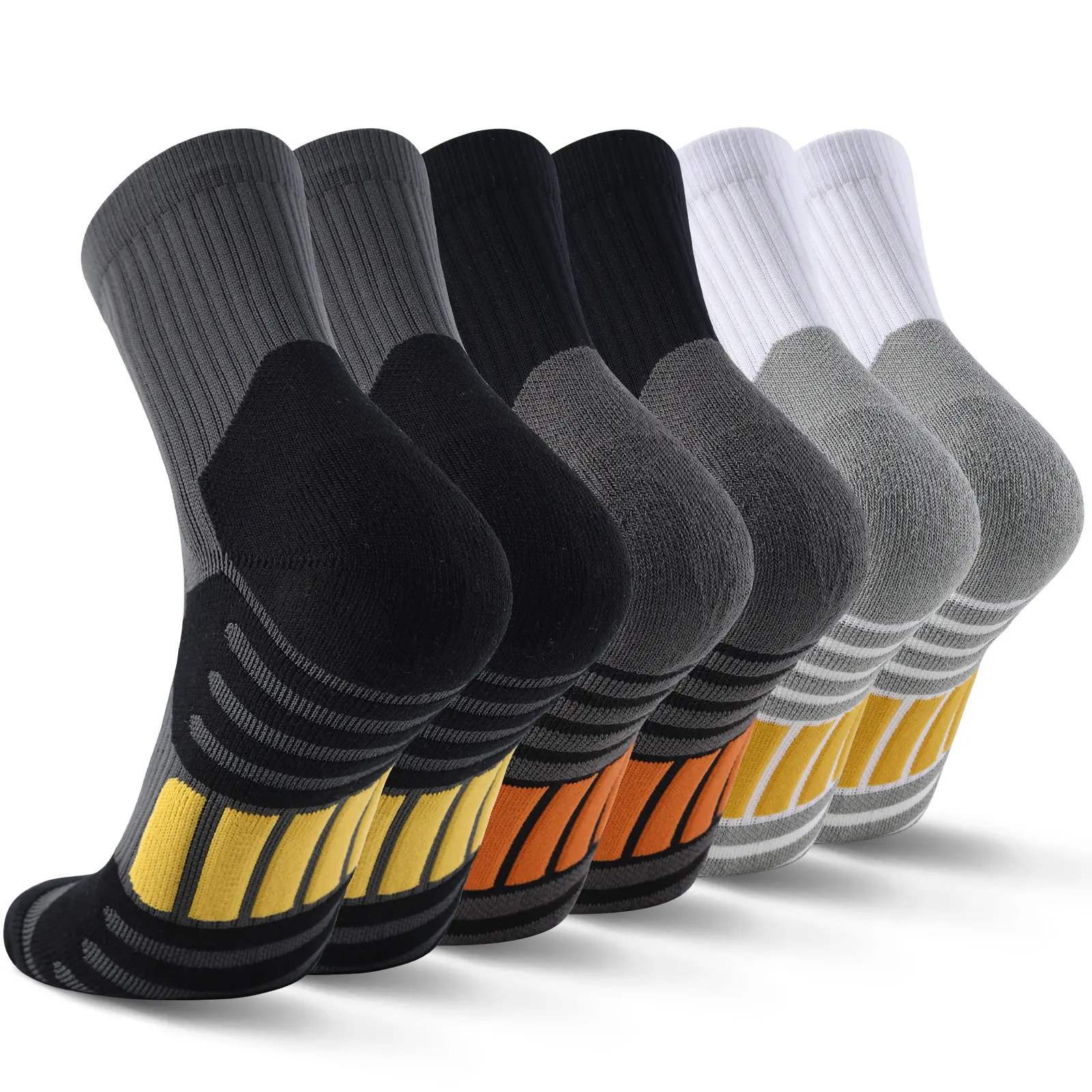 Men's 6-Pack Athletic Ankle Socks, Cotton Sportswear with Arch Support, Moisture-Wicking & Durable for All-Season Running