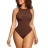 Soo Slick Women's Thong Bodysuit - High Compression Crew Neck Sleeveless Buttery-Soft Nylon Shapewear, 360° Abdominal Tightening, Plus Size Summer Minimalist Stylish Snap-Closure Shapewear Body Sculpting Top, Underwear for Women