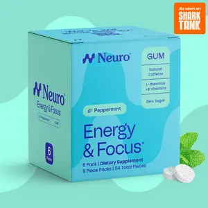 Neuro Energy & Focus Gum/Mints - Sugar Free with Natural Caffeine, L-theanine, Vitamin B12 & Vitamin B6